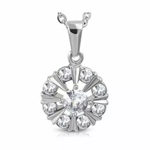 Abstrakt blomster zirkon vedhæng i stål