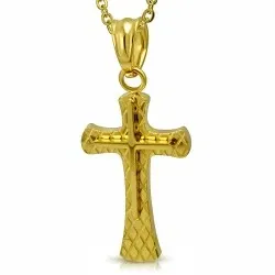 Dobbelt kors vedhæng i forgyldt stål