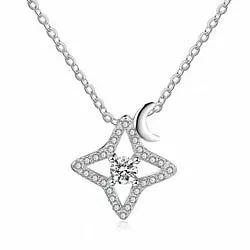 stjerne zirkon vedhæng med halskæde i sølv
