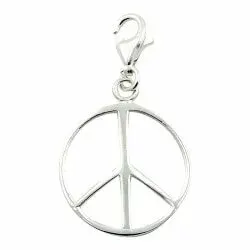 Rundt peace charm i sølv 