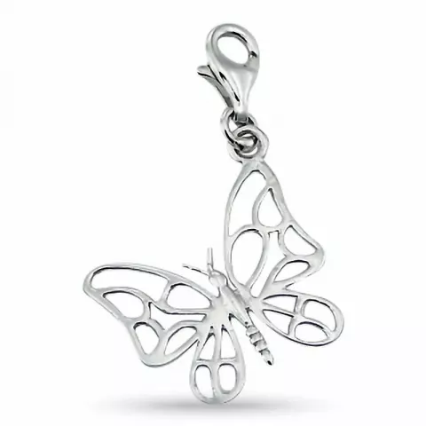 Elegant sommerfugl charm i sølv 