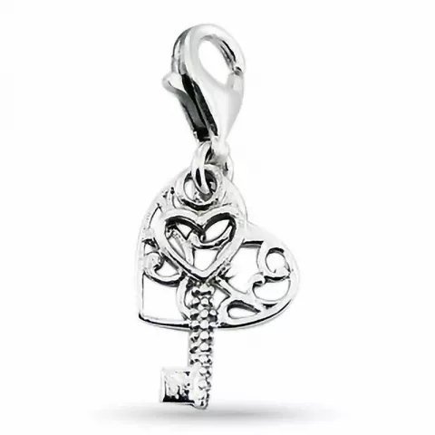 Billige hjerte charm i sølv nøgle