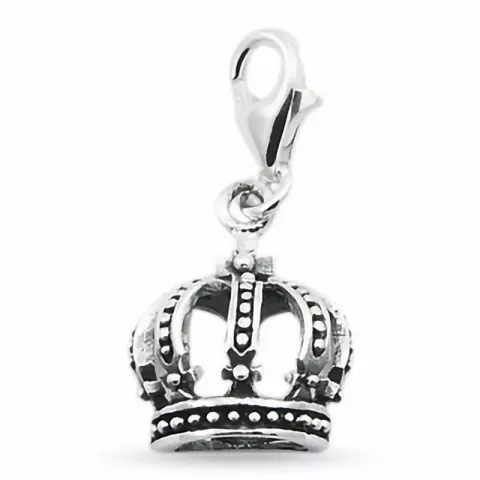 Elegant krone charm i sølv 