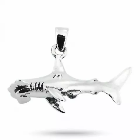 Bredt haj vedhæng i sølv
