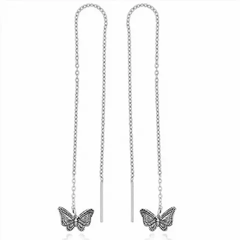 Lange butterfly øreringe i sølv