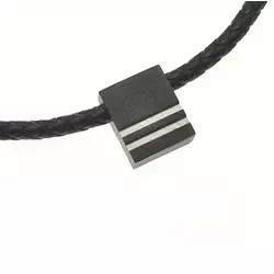 flettet halskæde i sort læder med stål lås  x 4,8 mm
