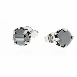 Herre Hard Steel zirkon øreringe i Rustfrit stål sort zirkon