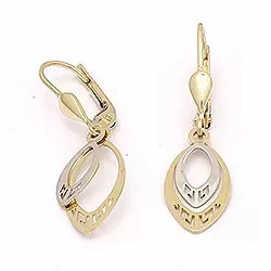 Oval øreringe i 14 karat hvidguld med 14 karat guld