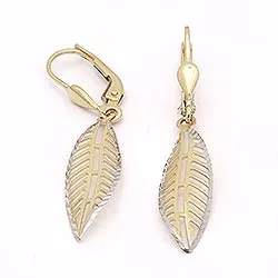 Lange øreringe i 14 karat hvidguld med 14 karat guld