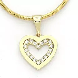 Hjerte hvid zirkon vedhæng i 14 karat guld