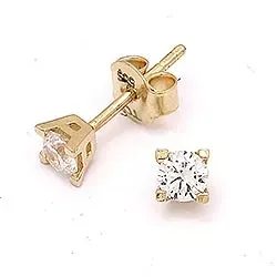 4 mm ørestikker i 14 karat guld med zirkoner