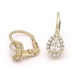 ægte zirkon øreringe i 14 karat guld med zirkon