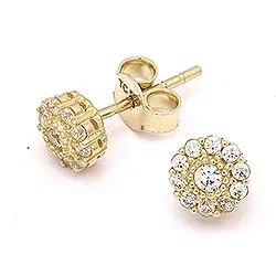 Runde ørestikker i 14 karat guld med 