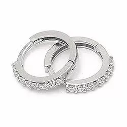 13 mm zirkon creoler i 14 karat hvidguld med zirkoner