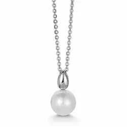 Aagaard perle vedhæng i 14 karat hvidguld med sølv halskæde