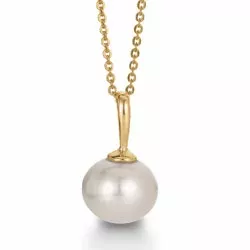 Elegant Aagaard perle vedhæng i 8 karat guld med forgyldt sølvhalskæde
