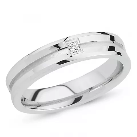 Elegant zirkon ring i rhodineret sølv