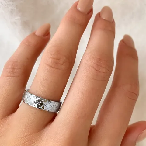 zirkon ring i rhodineret sølv