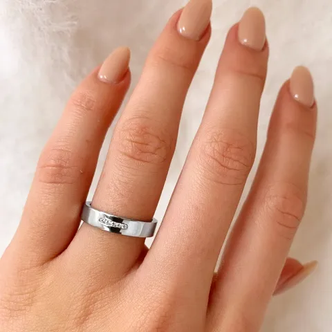 zirkon ring i rhodineret sølv