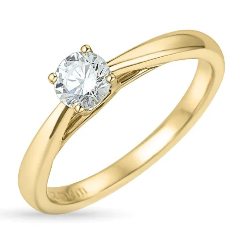 zirkon solitairering i 9 karat guld