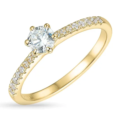 zirkon ring i 9 karat guld
