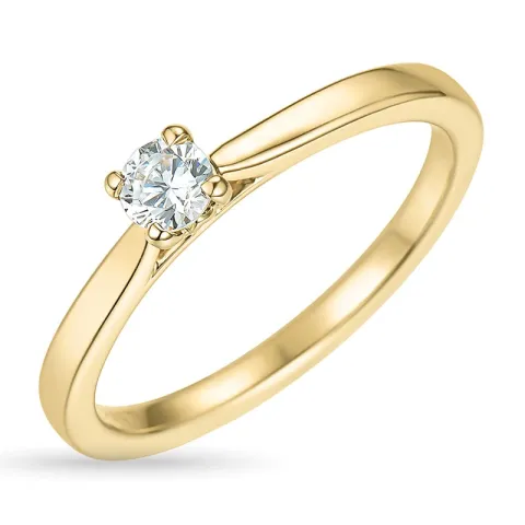 3,5 mm zirkon guldring i 9 karat guld