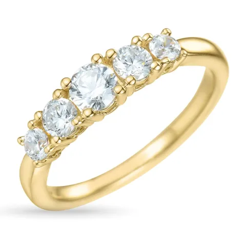 zirkon ring i 9 karat guld