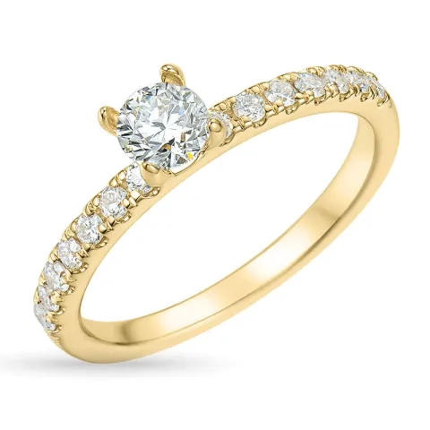 zirkon guldring i 9 karat guld