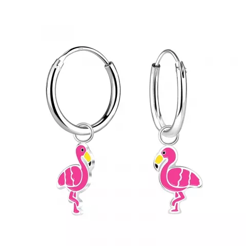 lange flamingo børneøreringe i sølv