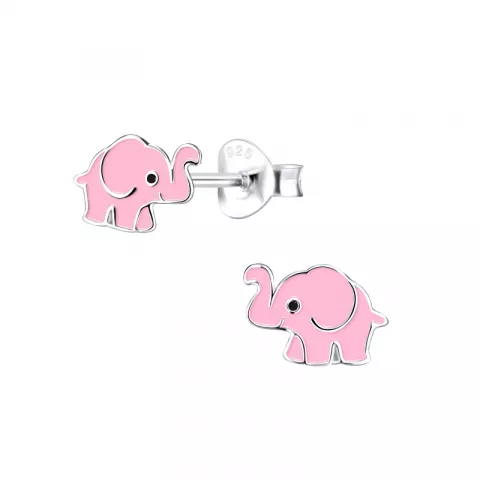 elefant emalje børneøreringe i sølv