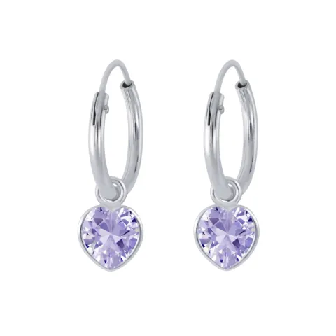 12 mm lavendelfarvet zirkon creoler i sølv - Little Ones