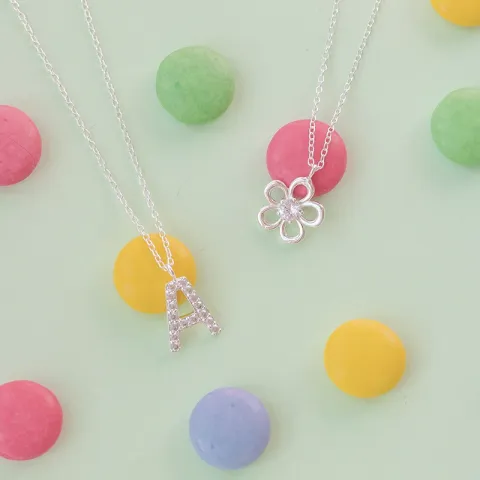 blomster Halskæde med vedhæng i sølv - Little Ones