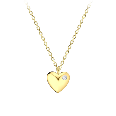hjerte zirkon halskæde i forgyldt sølv