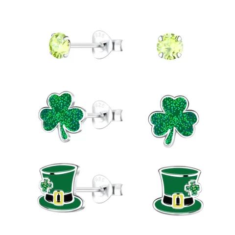 firkløver børneøreringe i sølv - Little Ones