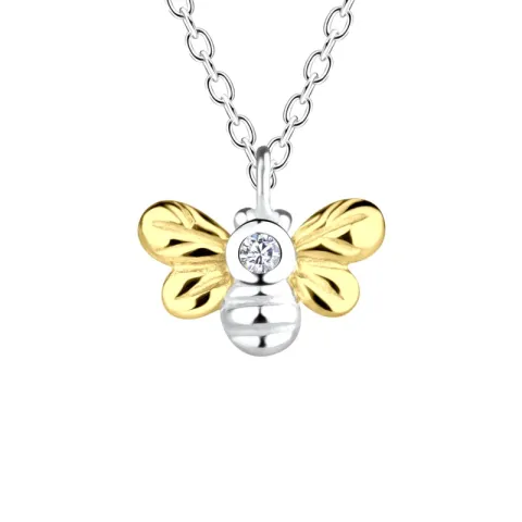 bi halskæde i sølv med vedhæng i sølv og forgyldt sølv - Little Ones