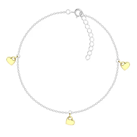 hjerte ankelkæde i sølv med vedhæng i forgyldt sølv - Little Ones