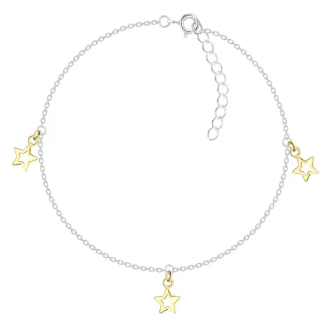 stjerne ankelkæde i sølv med vedhæng i forgyldt sølv - Little Ones