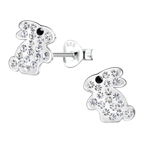 kanin krystal øreringe i sølv - Little Ones