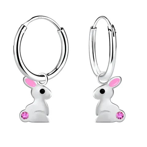 kanin krystal creoler i sølv - Little Ones