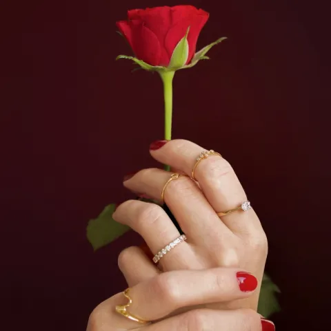 zirkon ring i 9 karat guld