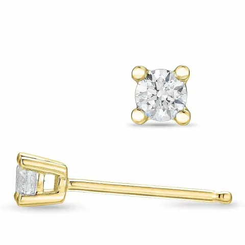 2 x 0,10 ct diamant solitaireørestikker i 14 karat guld med diamant