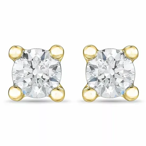 2 x 0,10 ct diamant solitaireørestikker i 14 karat guld med diamant