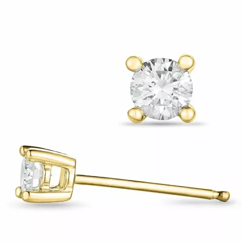 2 x 0,15 ct solitaireørestikker i 14 karat guld med diamant