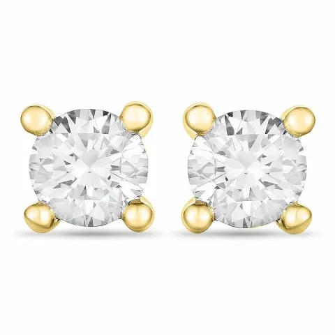 2 x 0,15 ct solitaireørestikker i 14 karat guld med diamant