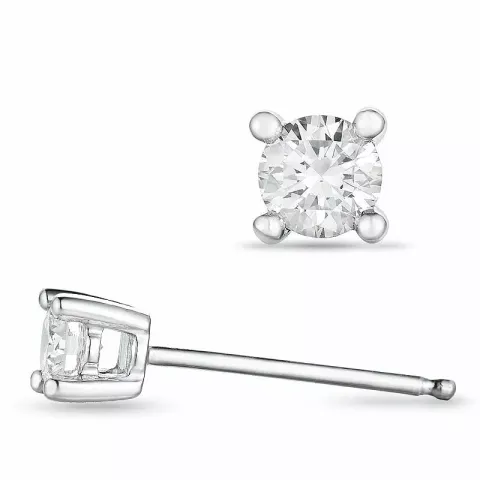 2 x 0,15 ct solitaireørestikker i 14 karat hvidguld med diamant
