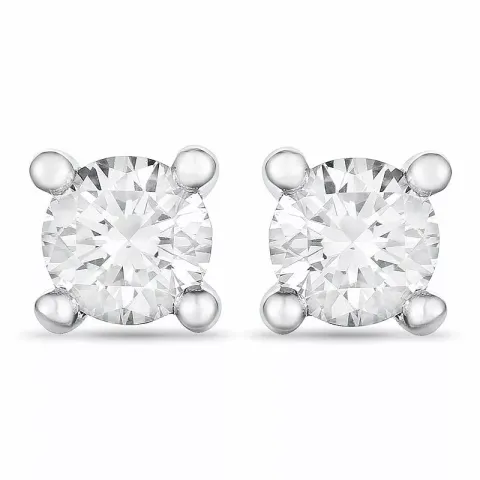 2 x 0,15 ct solitaireørestikker i 14 karat hvidguld med diamant