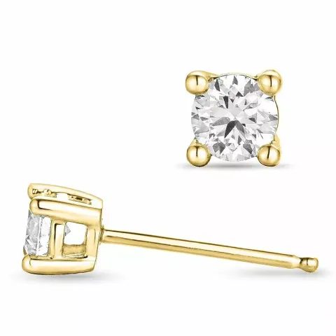 2 x 0,20 ct solitaireørestikker i 14 karat guld med diamant