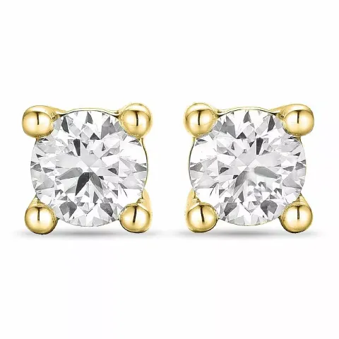 2 x 0,20 ct solitaireørestikker i 14 karat guld med diamant