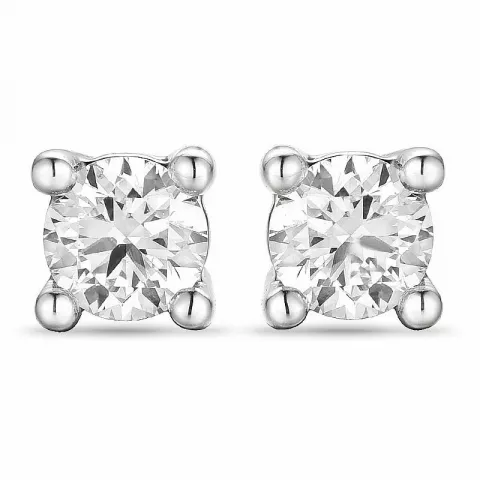 2 x 0,20 ct diamant solitaireørestikker i 14 karat hvidguld med diamant 