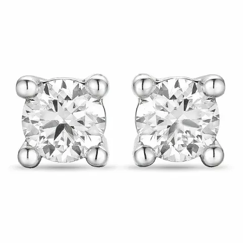 2 x 0,20 ct diamant solitaireørestikker i 14 karat hvidguld med diamant